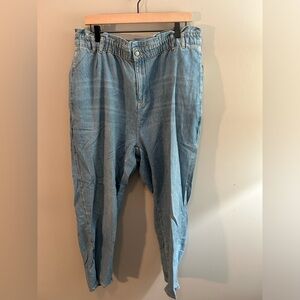 Women's Light Blue Paperbag Jeans